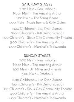 2018 Artsplash Stage Schedule